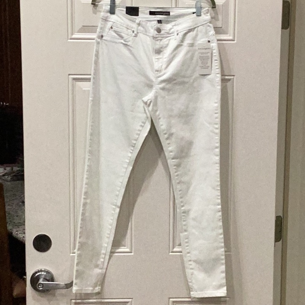 New Eva Longoria White Denim Jeans Skinny Leg Size 8R (Item#P024)